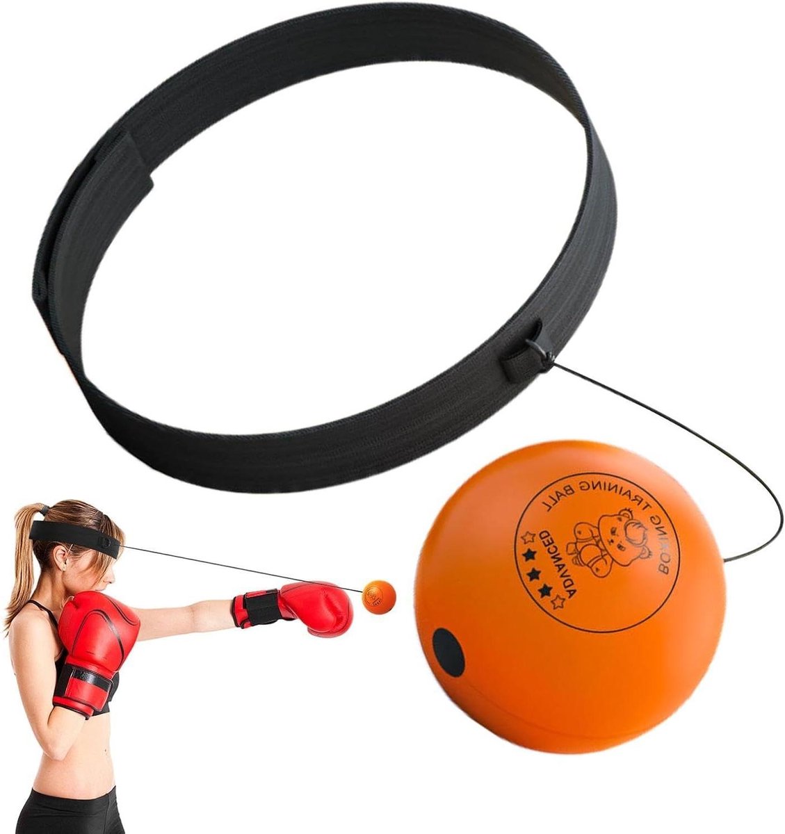 Reflexbal - Boksbal - Reactietraining - Verstelbare hoofdband - Diverse maten - Oranje