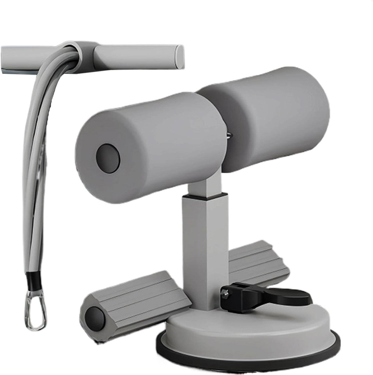 Zit Machine - Buiktrainer Hulp - Buikspier Training - Dubbele Zuignap - Verstelbaar - Grijs