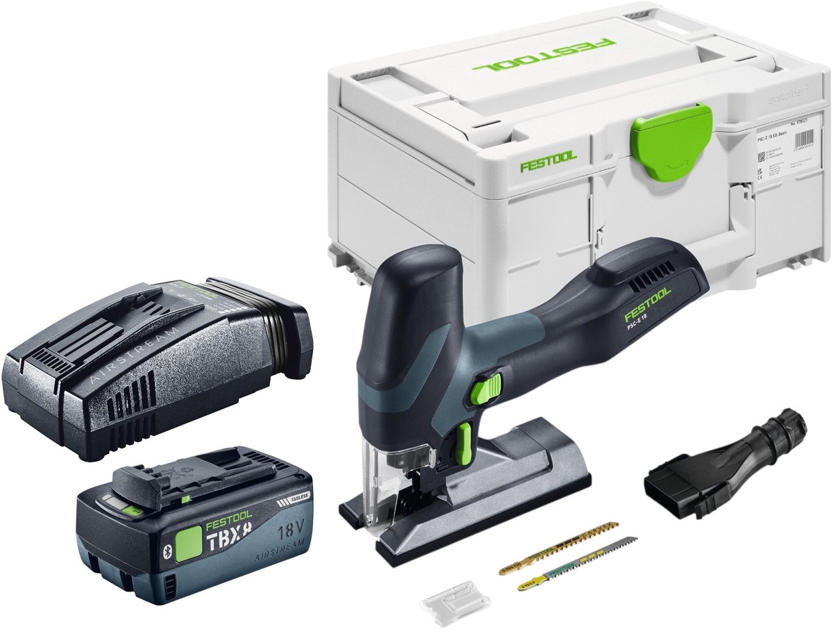 Festool PSC-E 18 EB-Basic accu pendel-decoupeerzaag 18 V 40 mm + 1x accu 8,0 Ah + oplader + Systainer