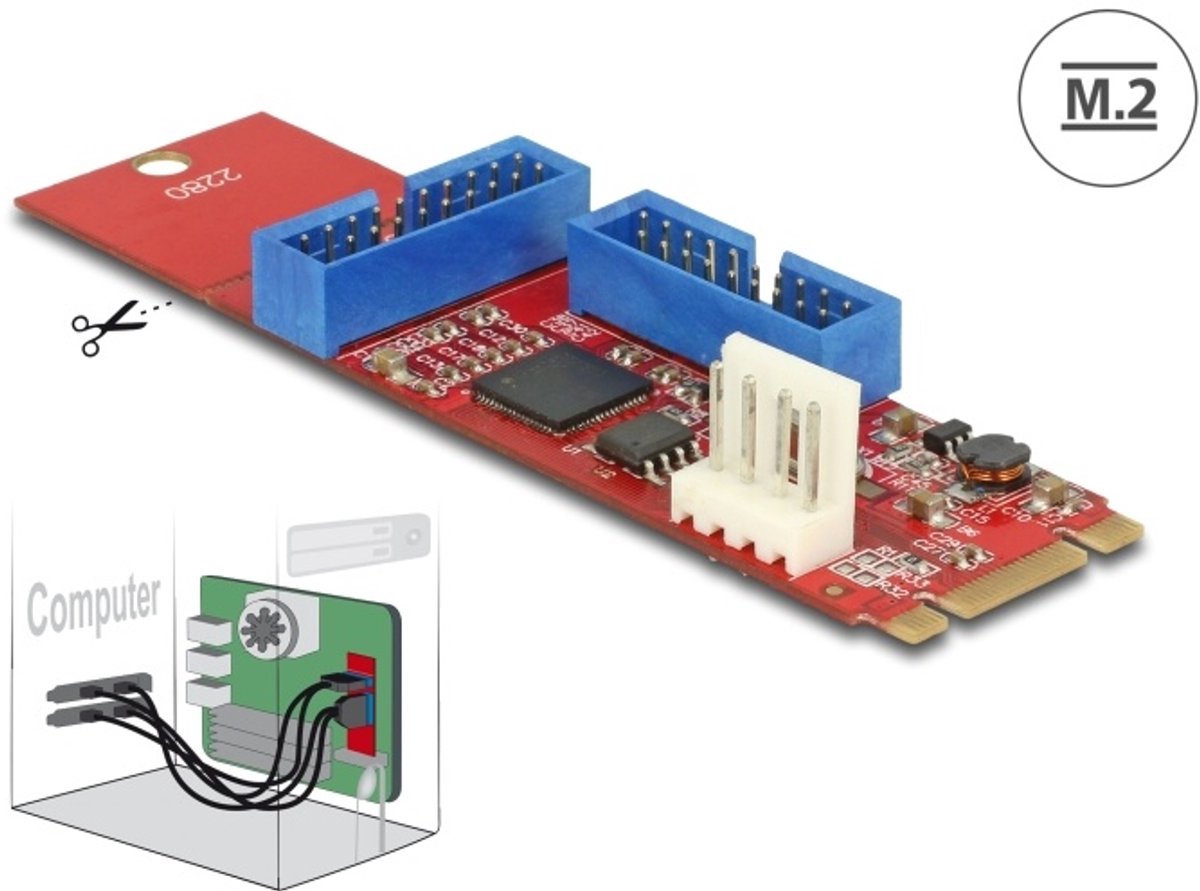 Delock Converter M.2 Key B+M male to 2 x USB 5 Gbps Pin Header