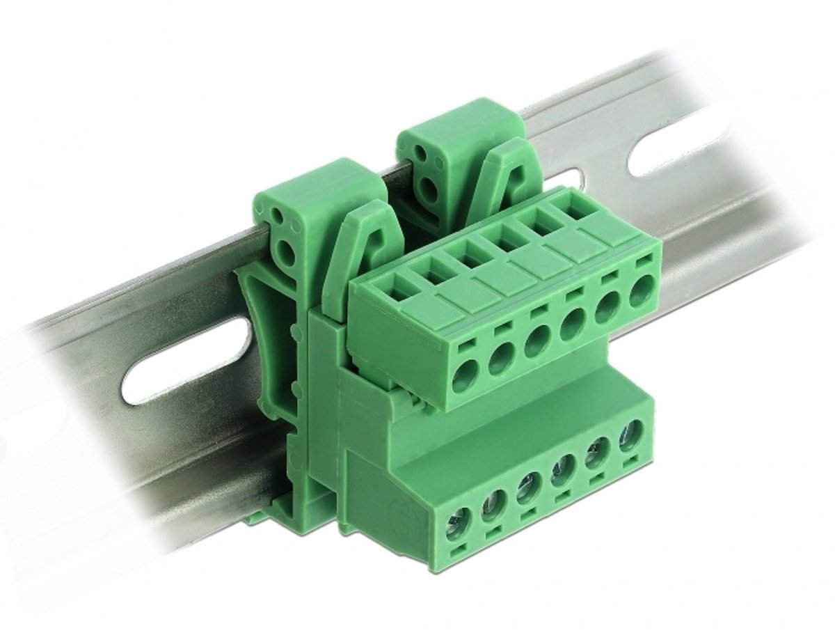 Delock Terminal Block Set for DIN Rail 6 pin with pitch 5.08 mm angled