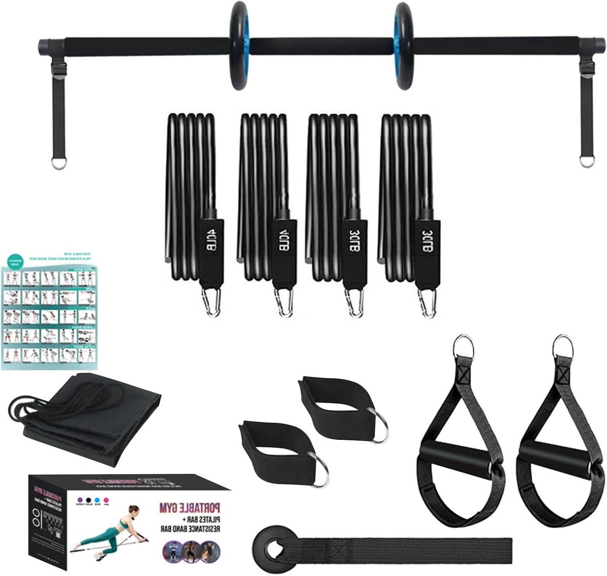 Pilates Bar Kit - Fitness Set - Thuis Trainen - Afneembare AB Rollers - 90 cm - Niet gespecificeerd