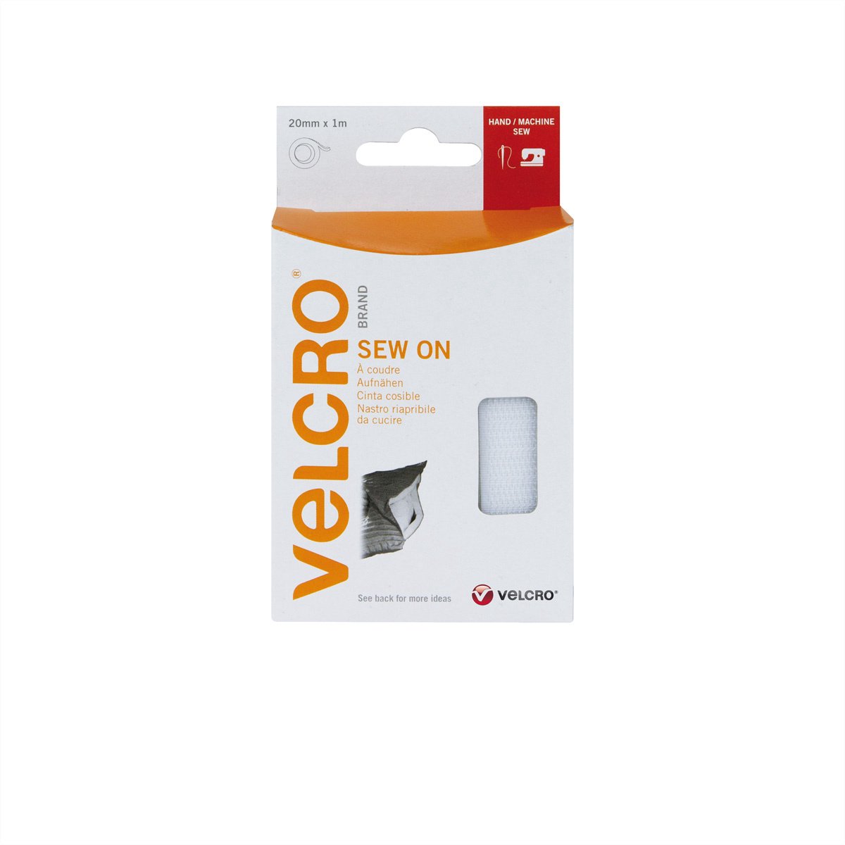 VELCRO® klittenband om te naaien met haken en lussen 20 mm x 5 m wit