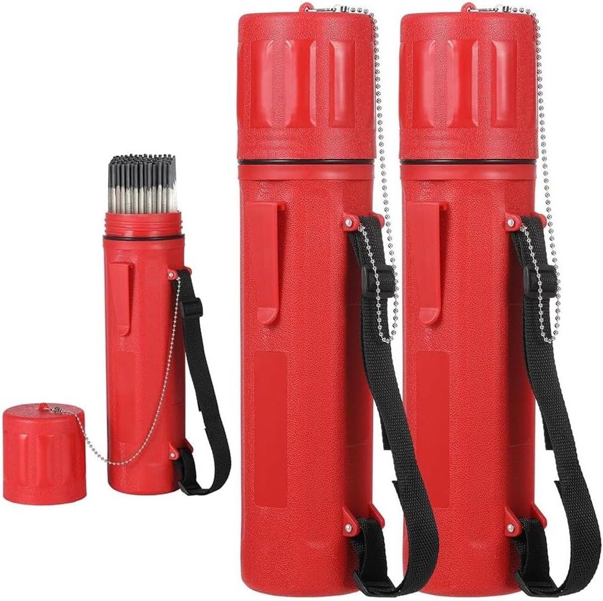 Lasstaaf Opbergbuis - Elektrodehouder - Staven Organiseren - Luchtdichte Bescherming - 2 Stuks 35.5cm - Rood