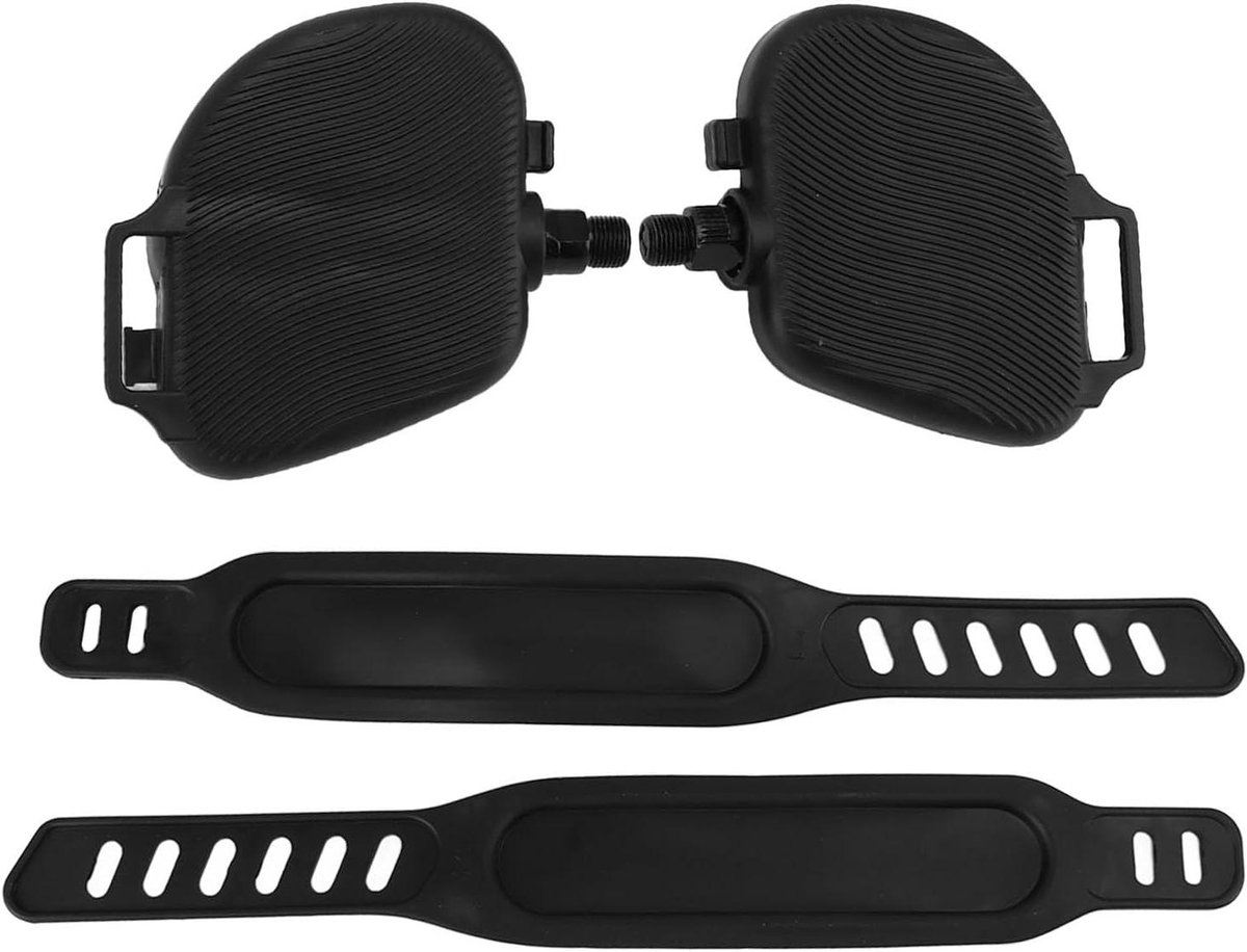 Hometrainer Pedalen - Indoor Fiets Pedalen - Revalidatie Training - Verstelbare Bandjes - 1/2 Inch Schroefdraad - Zwart