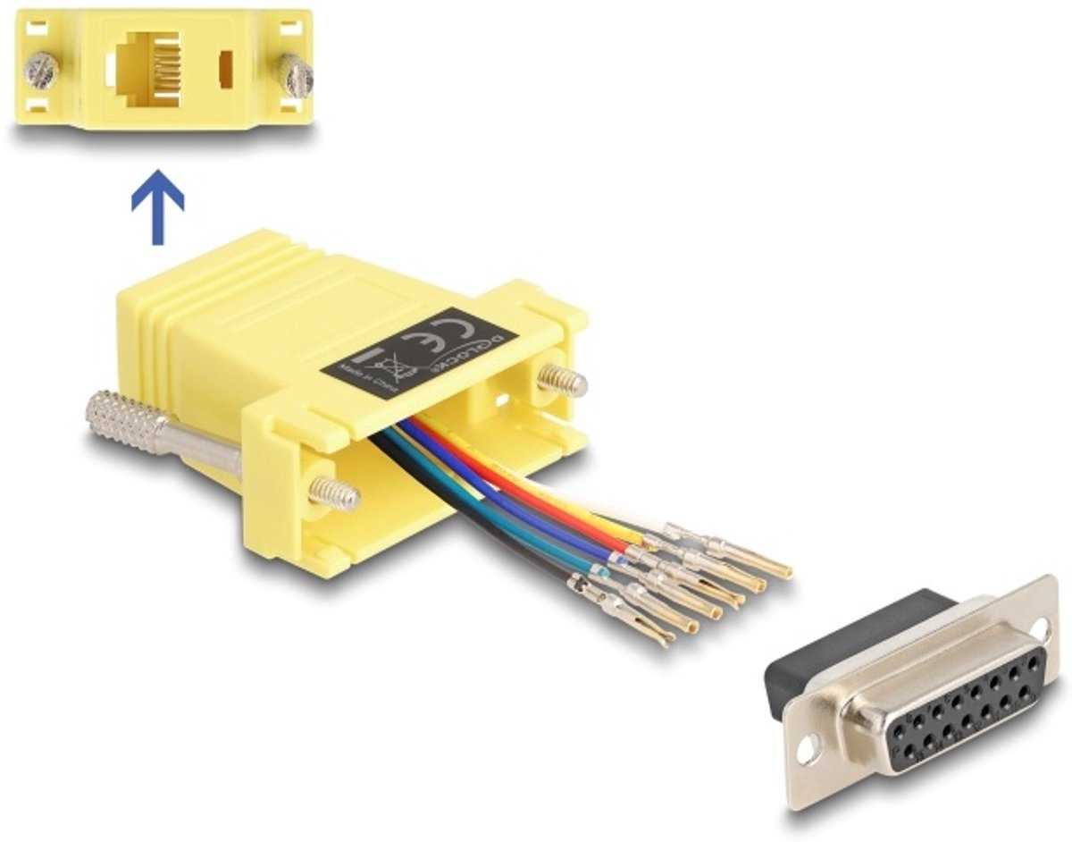 Delock D-Sub 15 pin female to RJ12 female Assembly Kit yellow