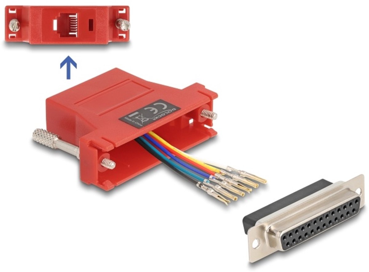 Delock D-Sub 25 pin female to RJ12 female Assembly Kit red