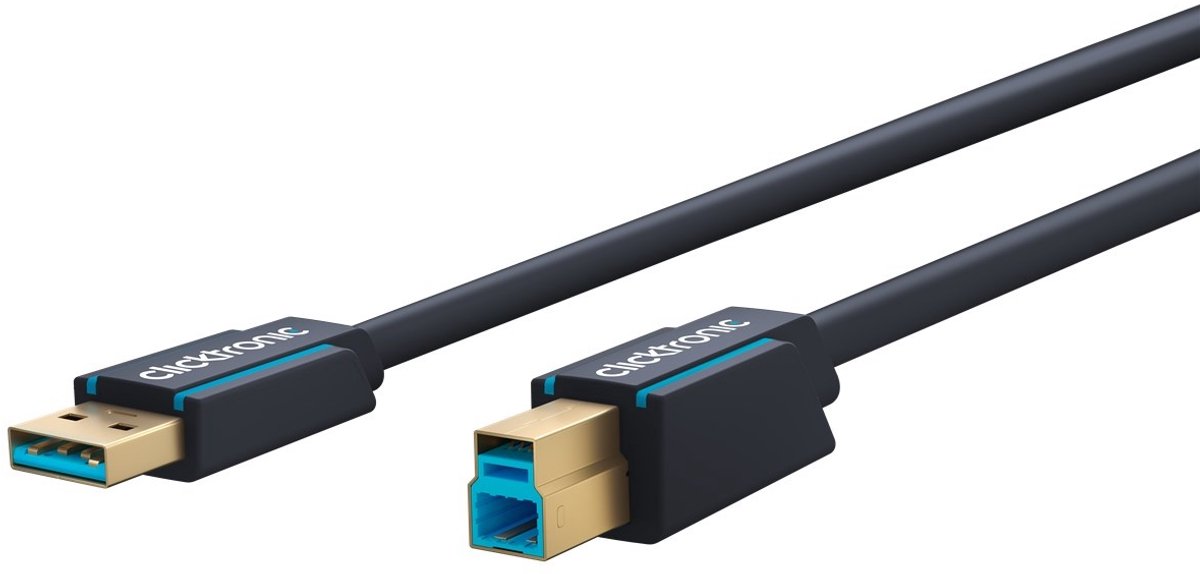 3 meter USB3.0 A - B m/m USB-kabel USB 3.2 Gen 1 (3.1 Gen 1) USB A USB B Blauw
