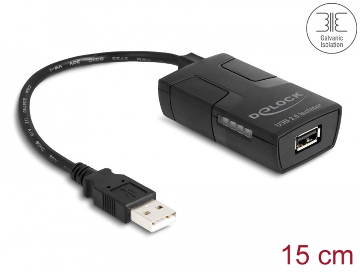 DeLOCK 64225 seriële converter/repeater/isolator USB 2.0 Zwart