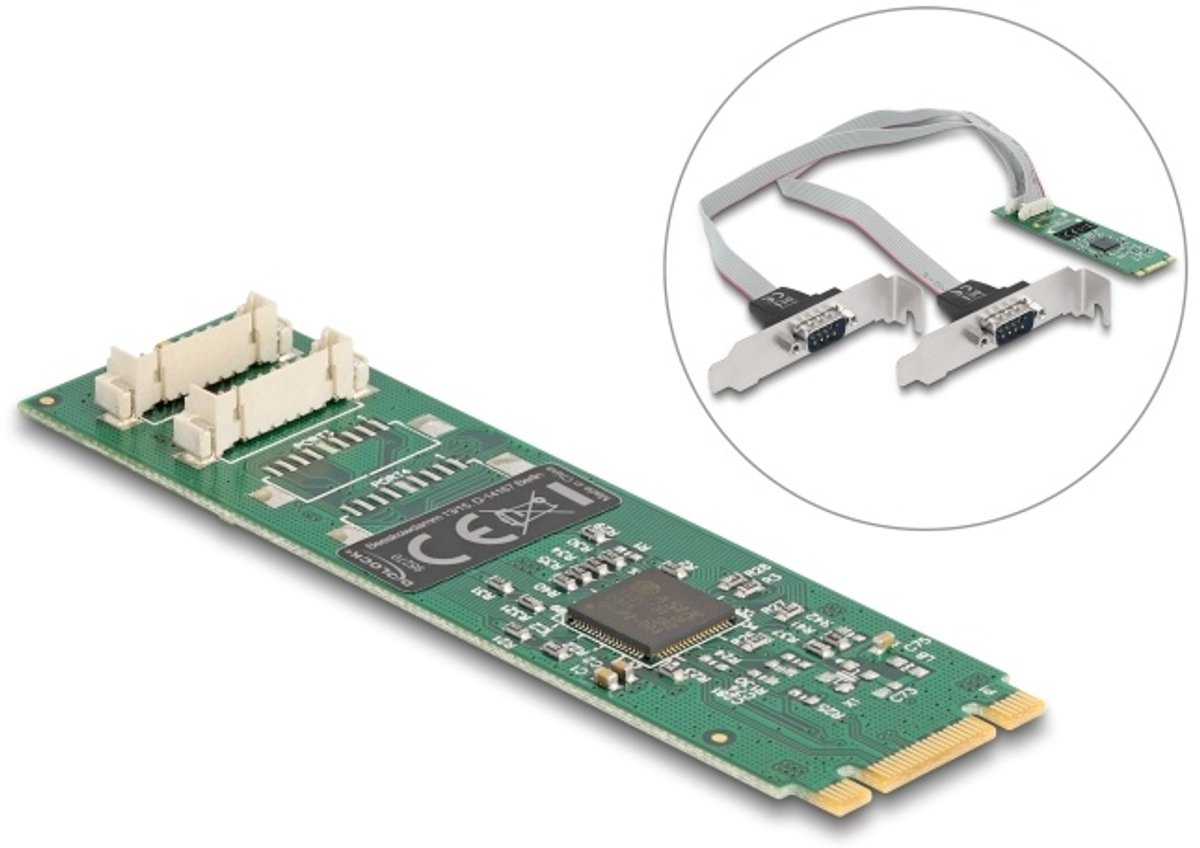Delock M.2 Card to 2 x Serial RS-232 DB9 with Standard and Low Profile slot brackets