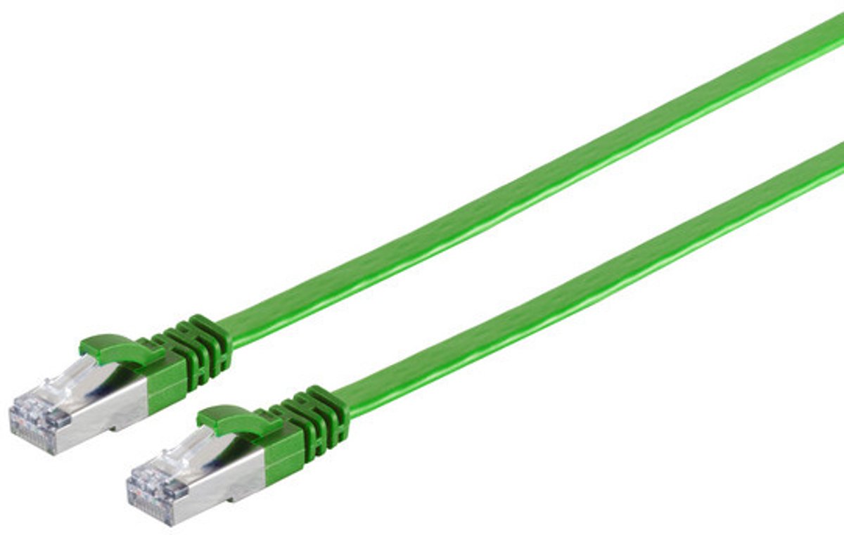 RJ45 Flachkabel m. CAT 7 Rohkabel slim grün 2m