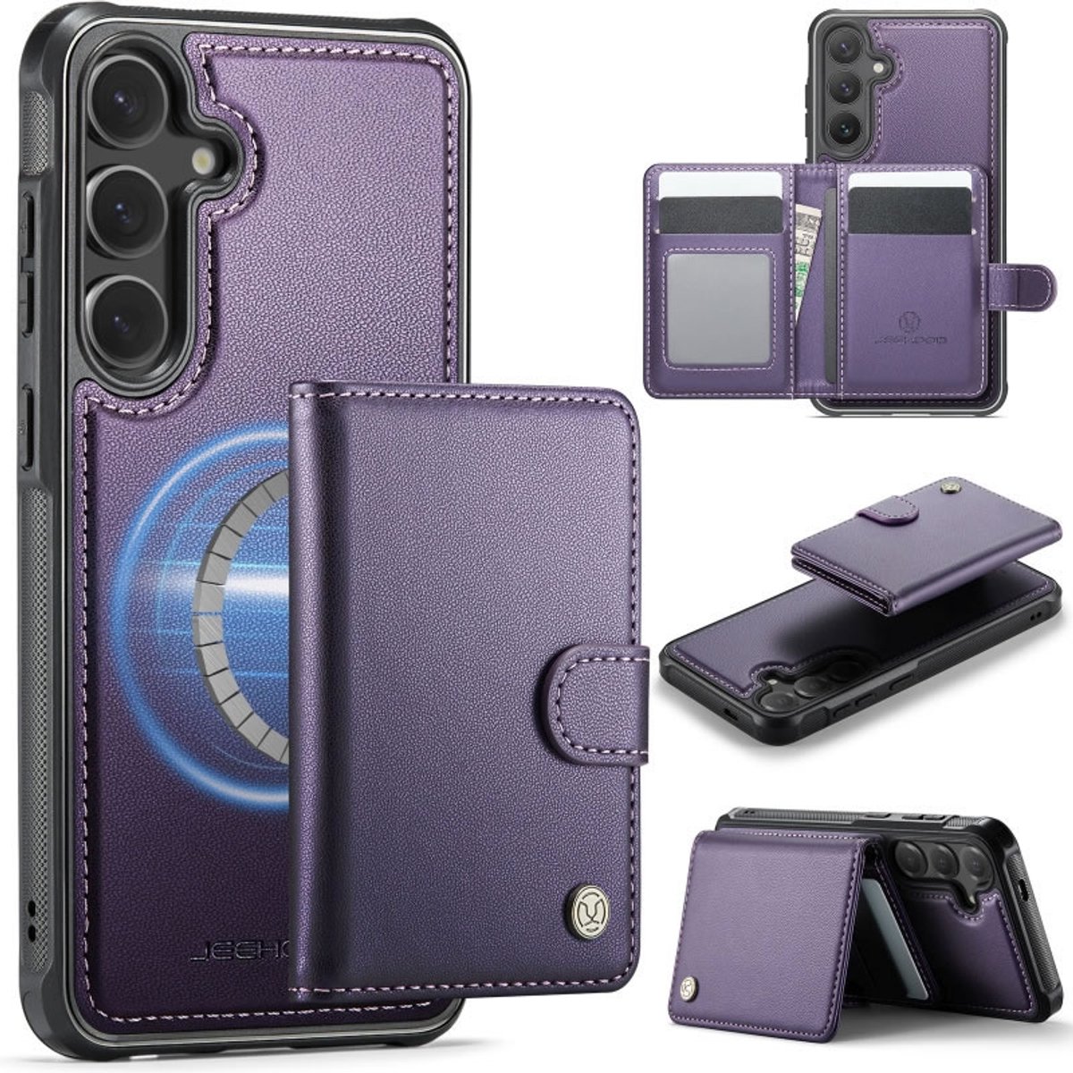 Luxe 2-in-1 Backcover + Magnetische/Afneembare Kaarthouder voor Galaxy S26 _ Paars