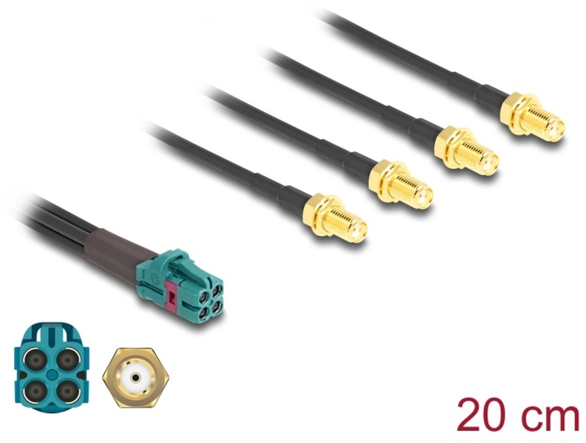 Delock Cable Mini FAKRA Z jack quad to 4 x SMA jack A-Type Premium