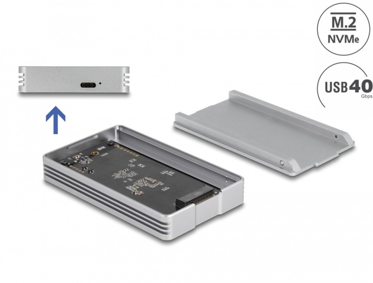 USB4 40 Gbps -behuizing voor 1 x M.2 NVME SSD - Gereedschap gratis