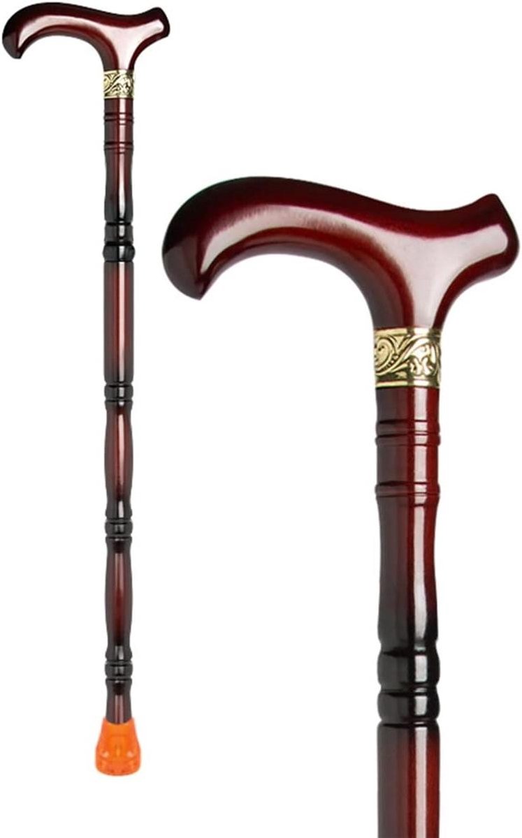 Houten Wandelstok - Steun voor ouderen - Veilig lopen - Ergonomisch handvat - 85 cm - Donkerbruin