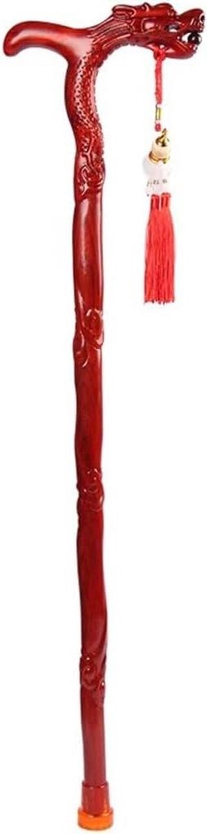 Wandelstok - Steunstok Loopstok - Stabiliteit Verbeteren - Handgesneden Draak Motief - 85 cm - Roodbruin