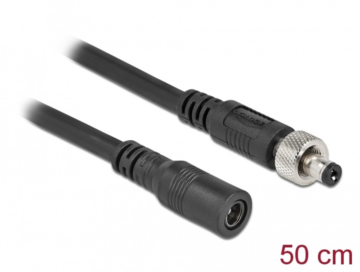 DC verlengkabel 5.5 x 2.1 mm mannelijk tot vrouwelijk schroefbaar 0.5 meter