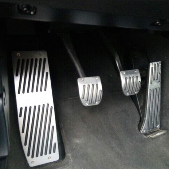 Voetsteun Pedaal Set - Auto Pedaal Covers - Verbeter Rijervaring - Anti-slip Oppervlak - 4 Stuks - Zilver Zwart — afbeelding 2
