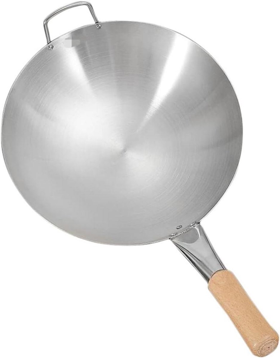 Koekenpan Wokpan - Roerbakpan Kookpan - Veelzijdig Koken - Snelle Warmtegeleiding - 30 cm - Zilver