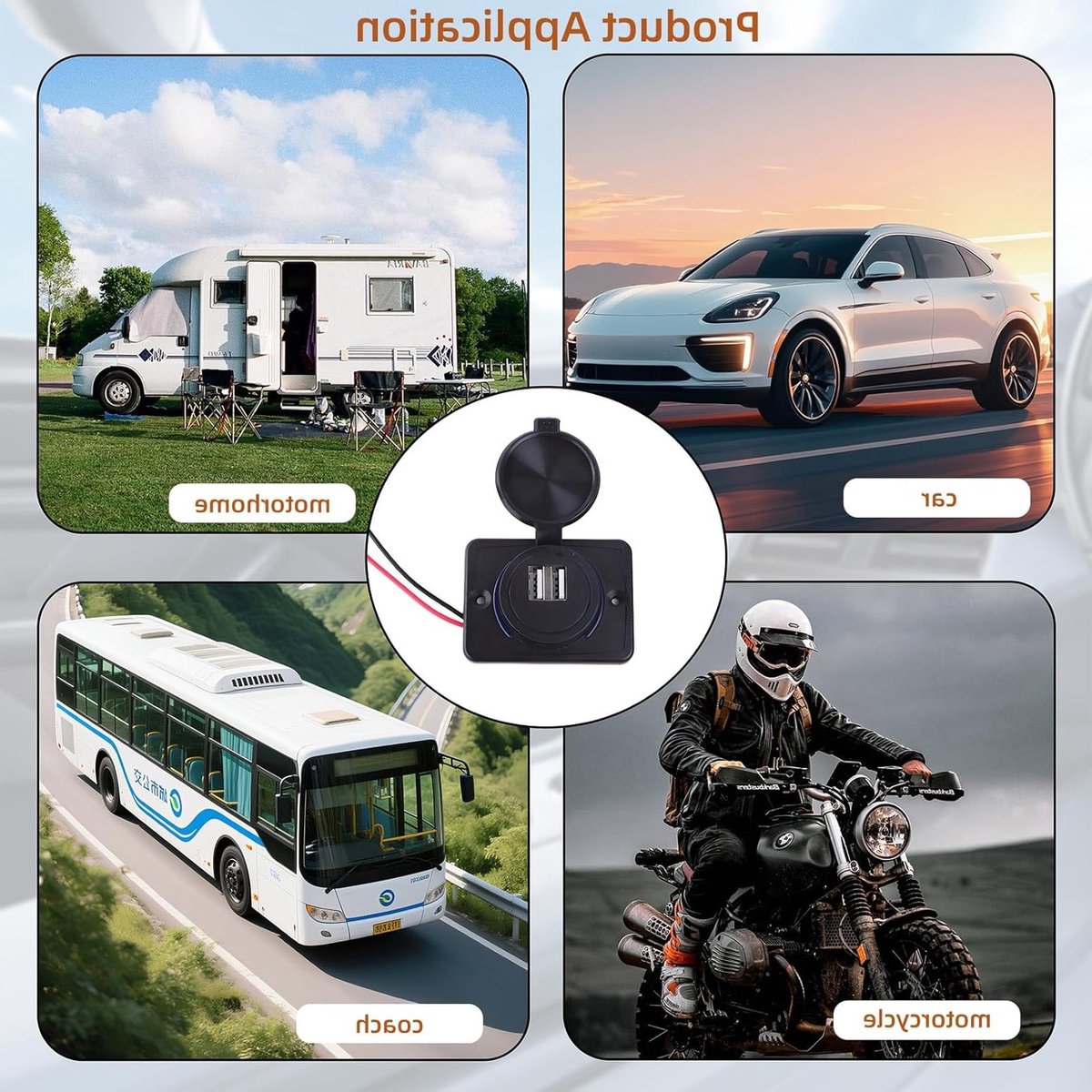 Set van 2 USB Oplaadpunten voor Auto's, Dual USB Lader voor 12V Motorhomes en Vaartuigen, Snelladen voor Mobiele Apparaten, Geschikt voor Motoren en Bussen – foto 7
