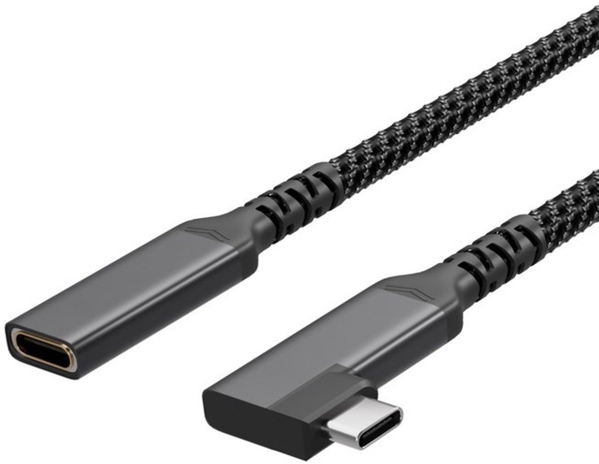 Flexline®--USB-C Ladekabel, USB C Stecker auf USB-C Stecker, 3.2, 90°, 100W PD, Textil, 2m