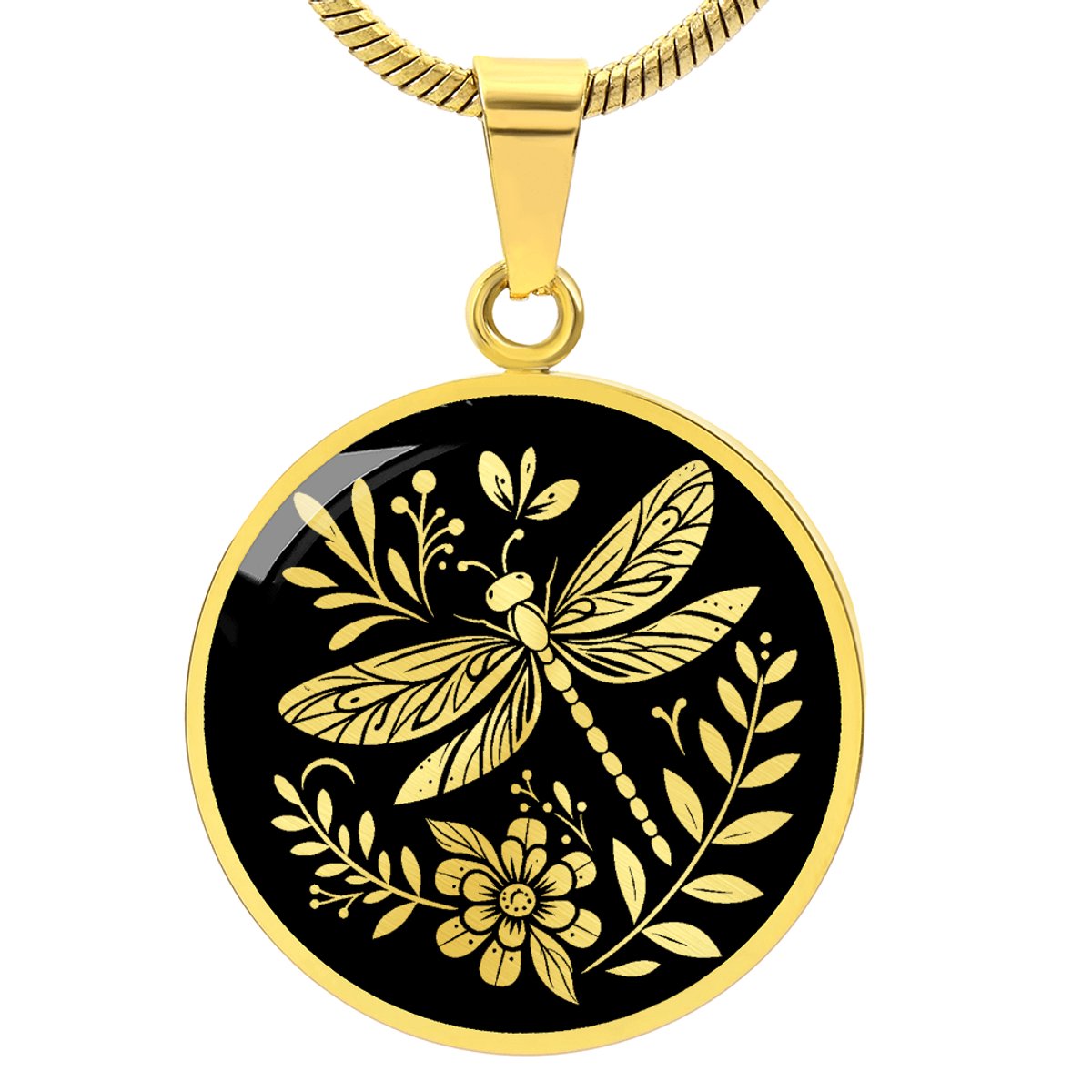 Symbolic Gifts - Libelle Ketting Goud Kleurig Waterproof Spirit Dragonfly Hanger - Premium Stainless Steel - Sieraad Cadeau - Verstelbaar 45 - 56 cm