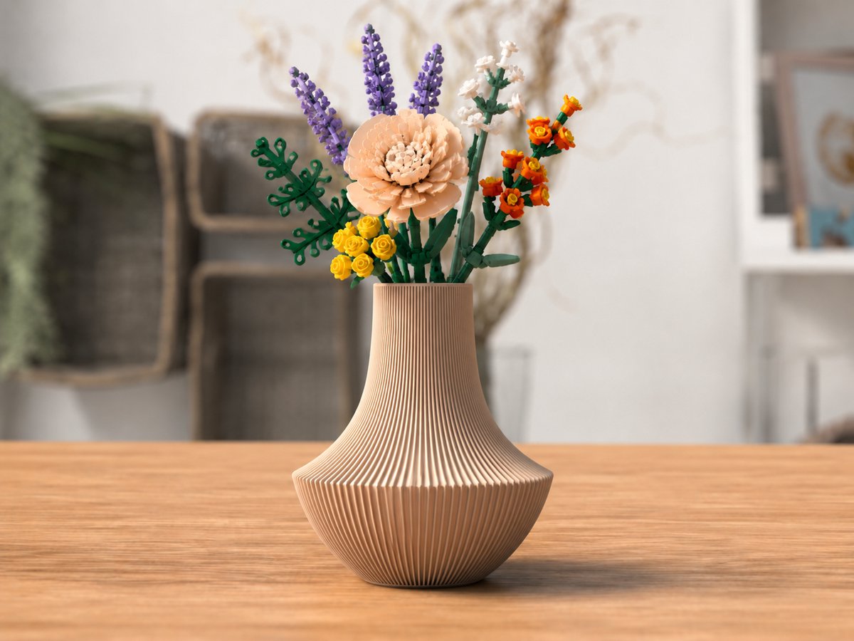 Woestijn Beige Vaas voor Lego Bloemen & Droogbloemen & Botanical Bloemen – Design Vaas voor Modern Interieur