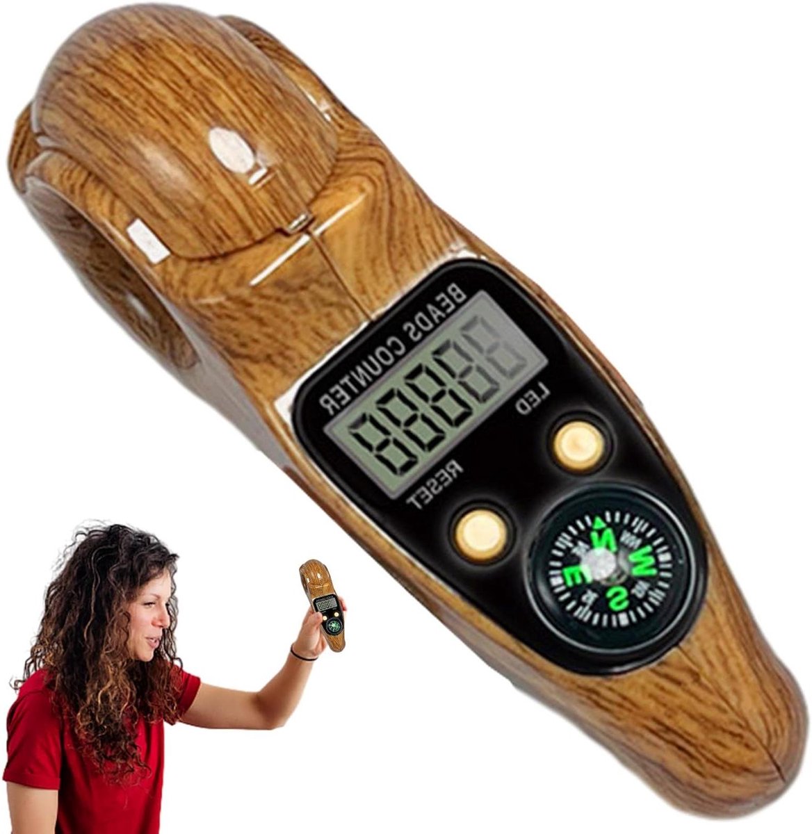 Digitale Handteller - Gebedskralen Teller - Mindfulness Training - Telt Tot 99999 - Compact Formaat - Willekeurig