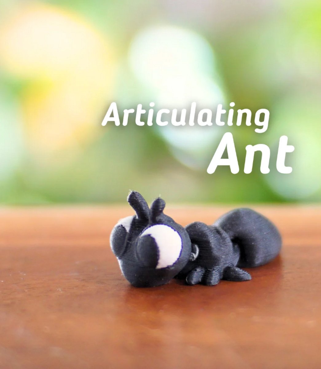 Mier 3D Print - Vera's Arts & Dice | Articulating Ant 3D Print - Insecten - Speelgoed - Magneet - Verzamelobject - Mier Figuur - Mieren - Magnetisch - Insects - Zwart Wit