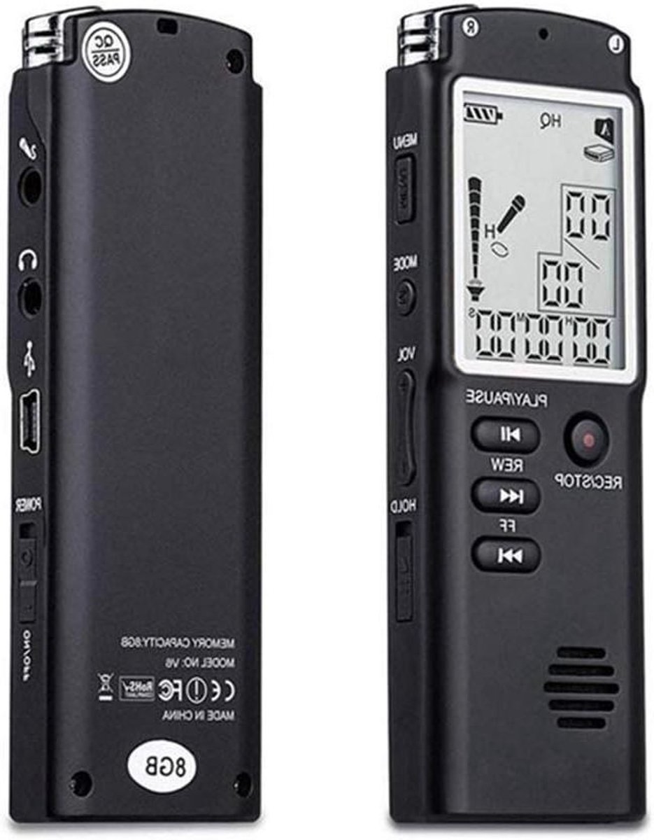 Digitale Geluidsrecorder - Opname Pen - Gesprekken Opnemen - Intelligente Ruisonderdrukking - 16 GB Opslag - Zwart