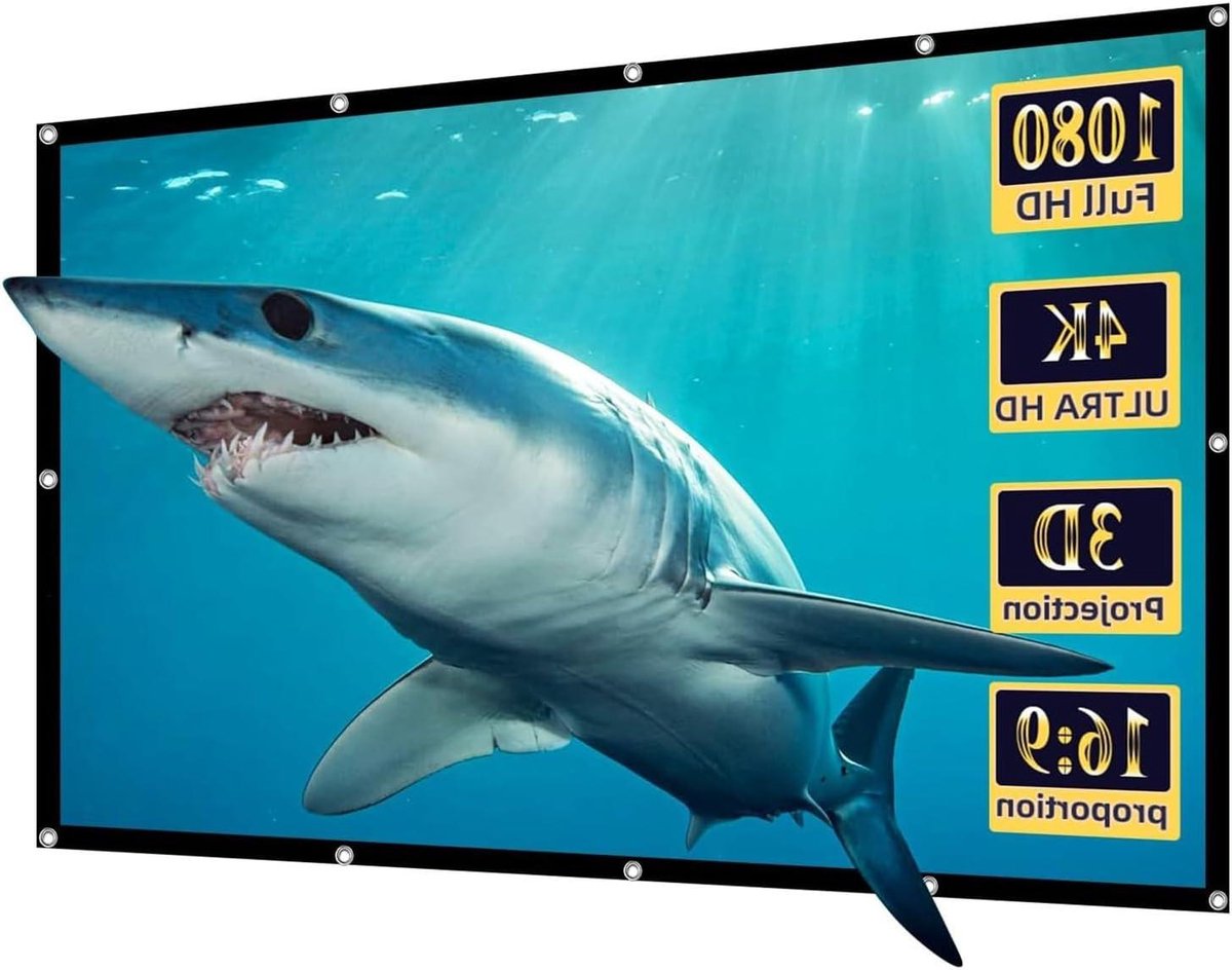 Draagbaar Projectiescherm - Opvouwbaar Scherm - Film Avond Buiten - Kreukvrij Polyester - 200 inch - Wit