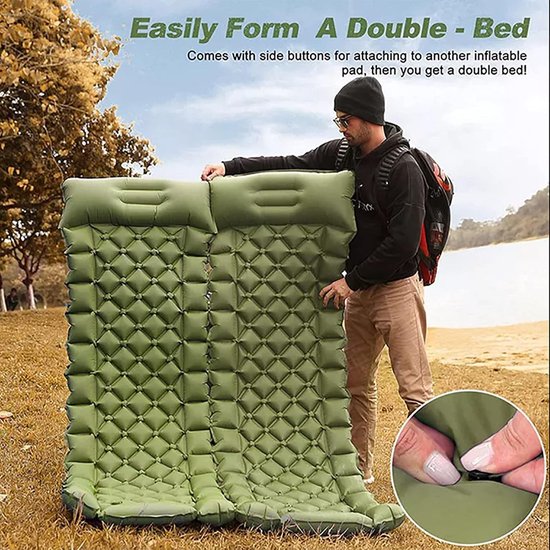 Opblaasbare Slaapmat - Kampeer Mat - Buiten Slapen - Zelfopblazend - 192x60cm - Groen — afbeelding 5