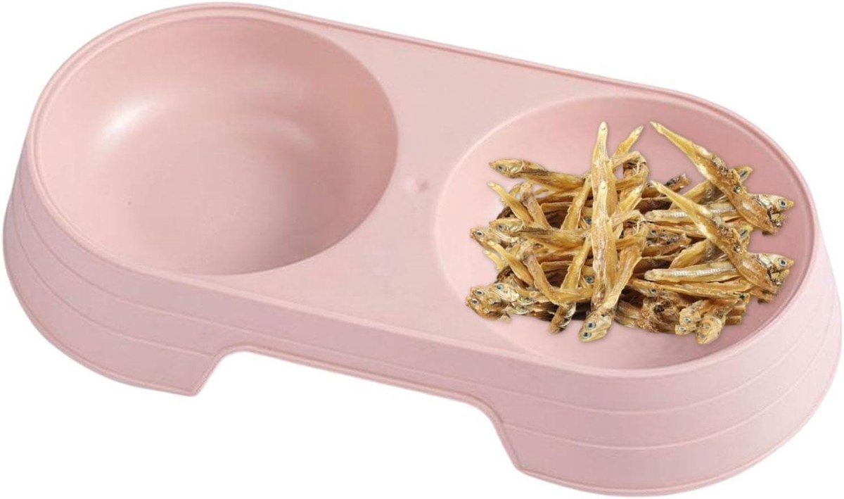 Dubbele Hondenbak - Voerbak Set - Huisdieren Voeren - Verhoogd Design - 23 x 12 cm - Roze