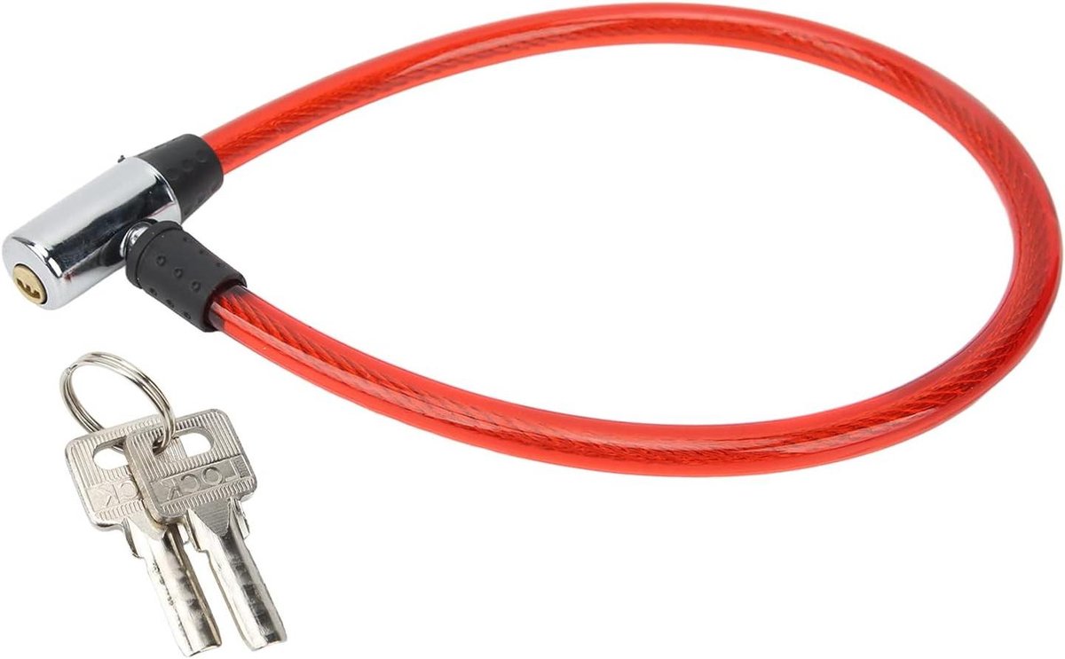 Fietsslot Kabel - Stevig Sloten - Fiets Beveiligen - Sleutelloos Vergrendelen - 26x17x2 cm - Rood