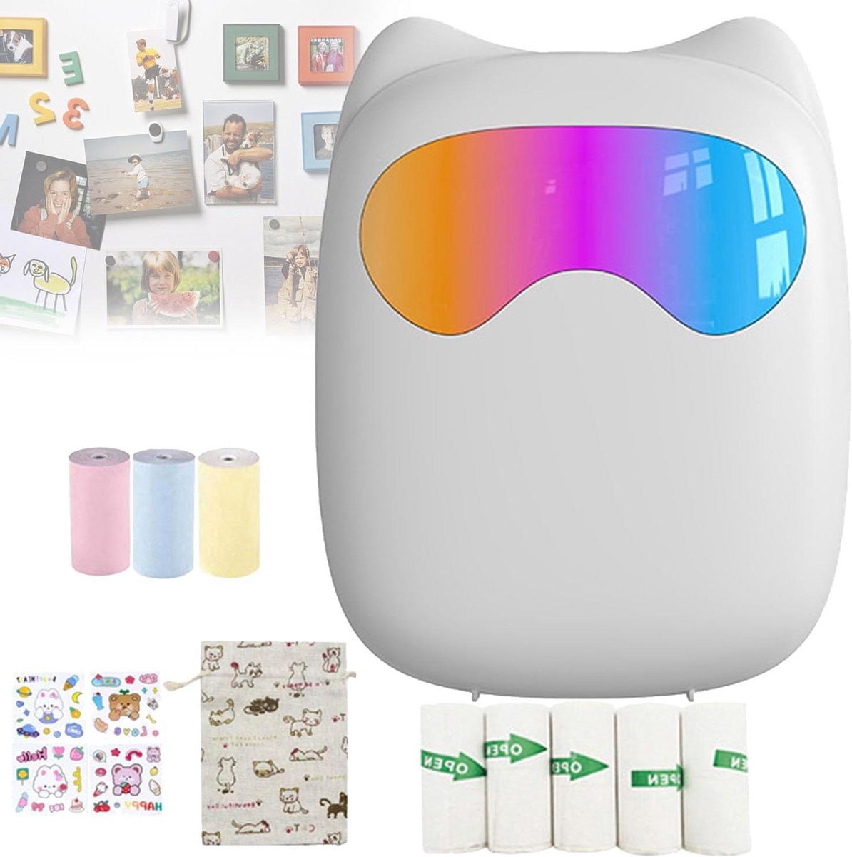 Mini Printer - Pocket Printer - Foto's Printen - Inkless Thermal Printing - 57mm Papierrol - Wit