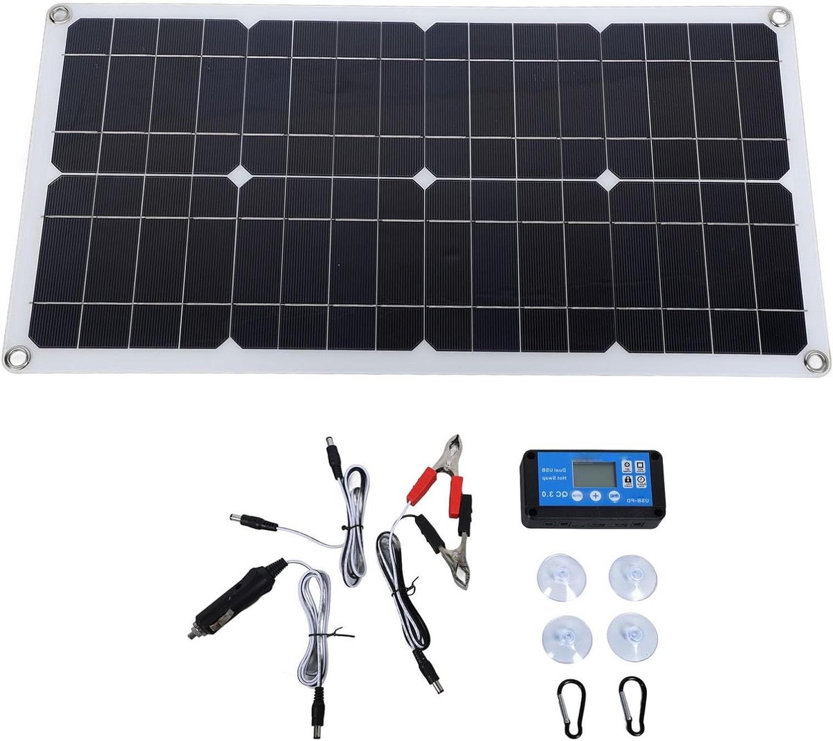 Zonnepaneel Kit - Draagbare Energie - Kamperen Buiten - IP67 Waterdicht - 100W Vermogen - Zwart