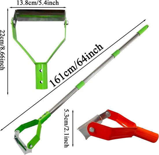 Tuinhak Onkruidsteker - Handschep Hark - Onkruid Wieden - Verstelbare Beugel - 41 x 16 cm - Groen Oranje — afbeelding 5