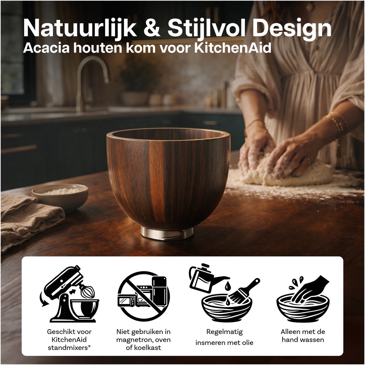 Houten Mengkom voor KitchenAid 4.5 thumbnail 6