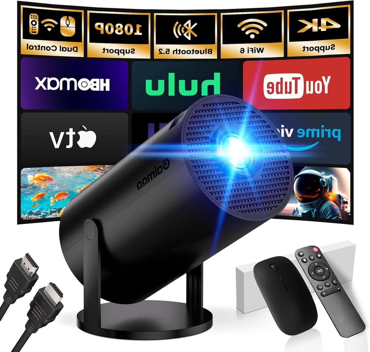Mini Projector - Draagbare Beamer - Thuisbioscoop Creëren - Automatische Keystone Correctie - 120 Inch Beeld - Zwart