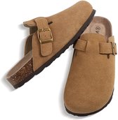 Sabots unisexes – Daim de vache – Chaussons confort – Sabots en bois – brun - 38