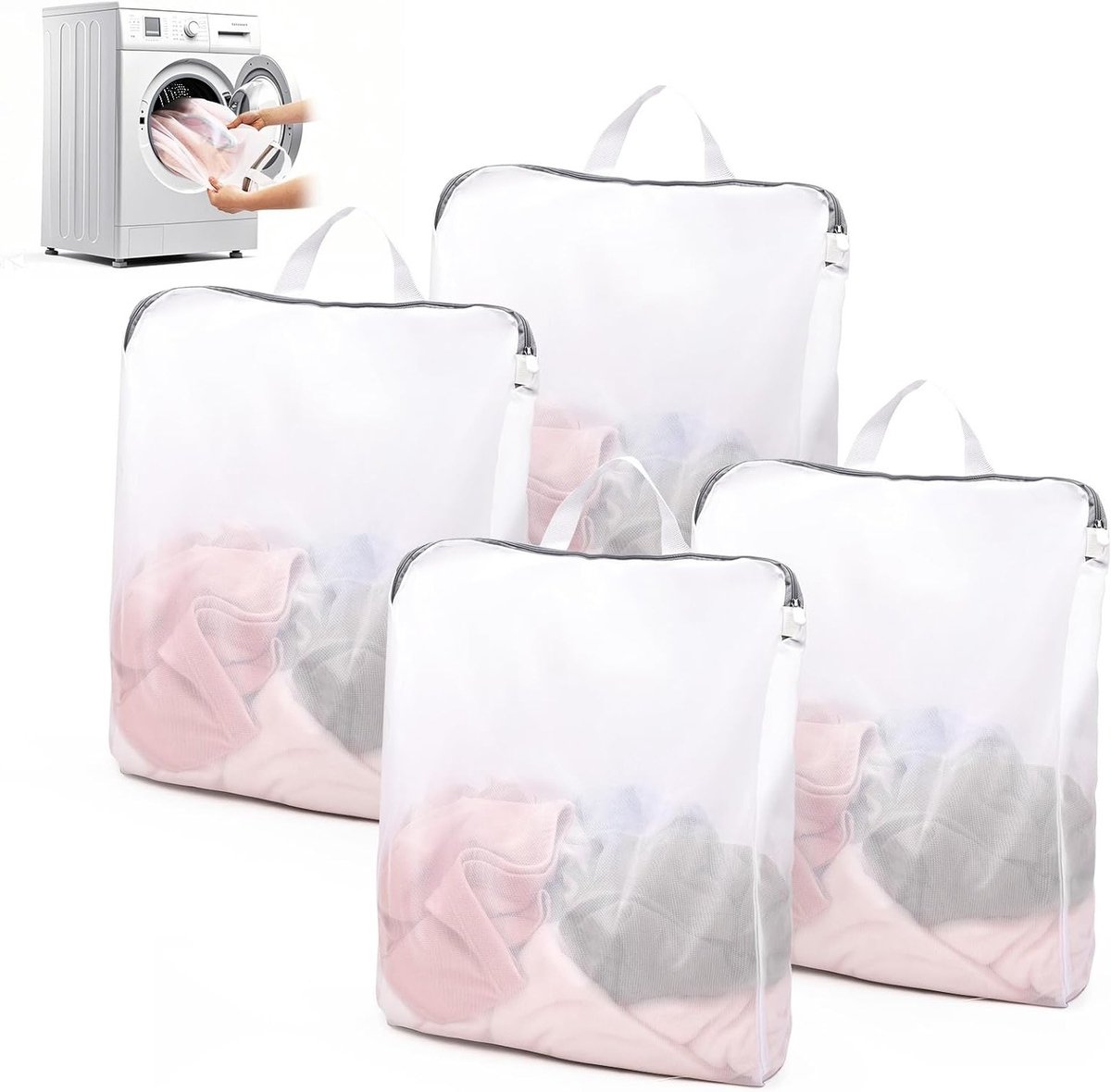 4-delig wasnet - 50 x 60 cm - met handvat en ritssluiting - Stijl B