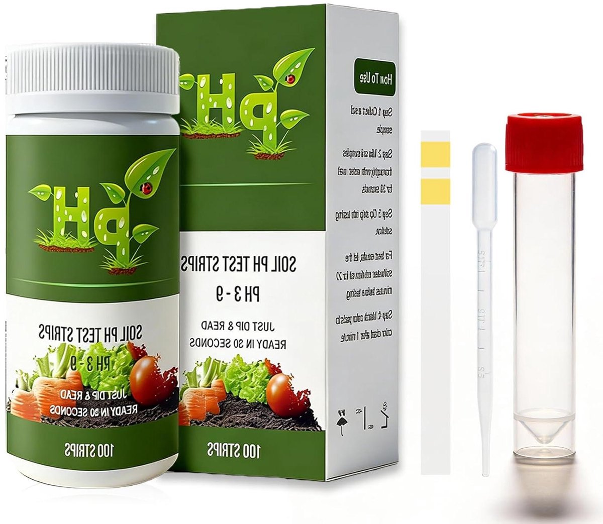 Bodem pH Teststrips - Bodemtester pH - Plantenverzorging Tuin - Meetbereik 3-9 - 300 Stuks - Multicolor