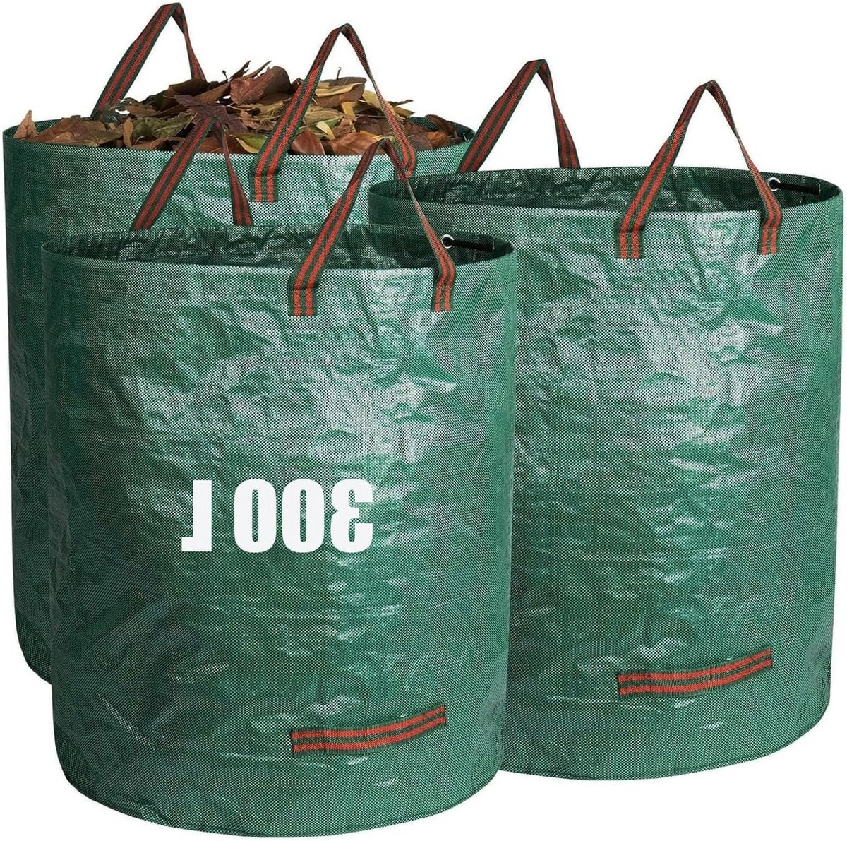 Duurzame opvouwbare tuinzakken, 3 x 300 liter, met handgrepen, waterdicht en zelfstaand, ideaal voor recycling en tuinonderhoud