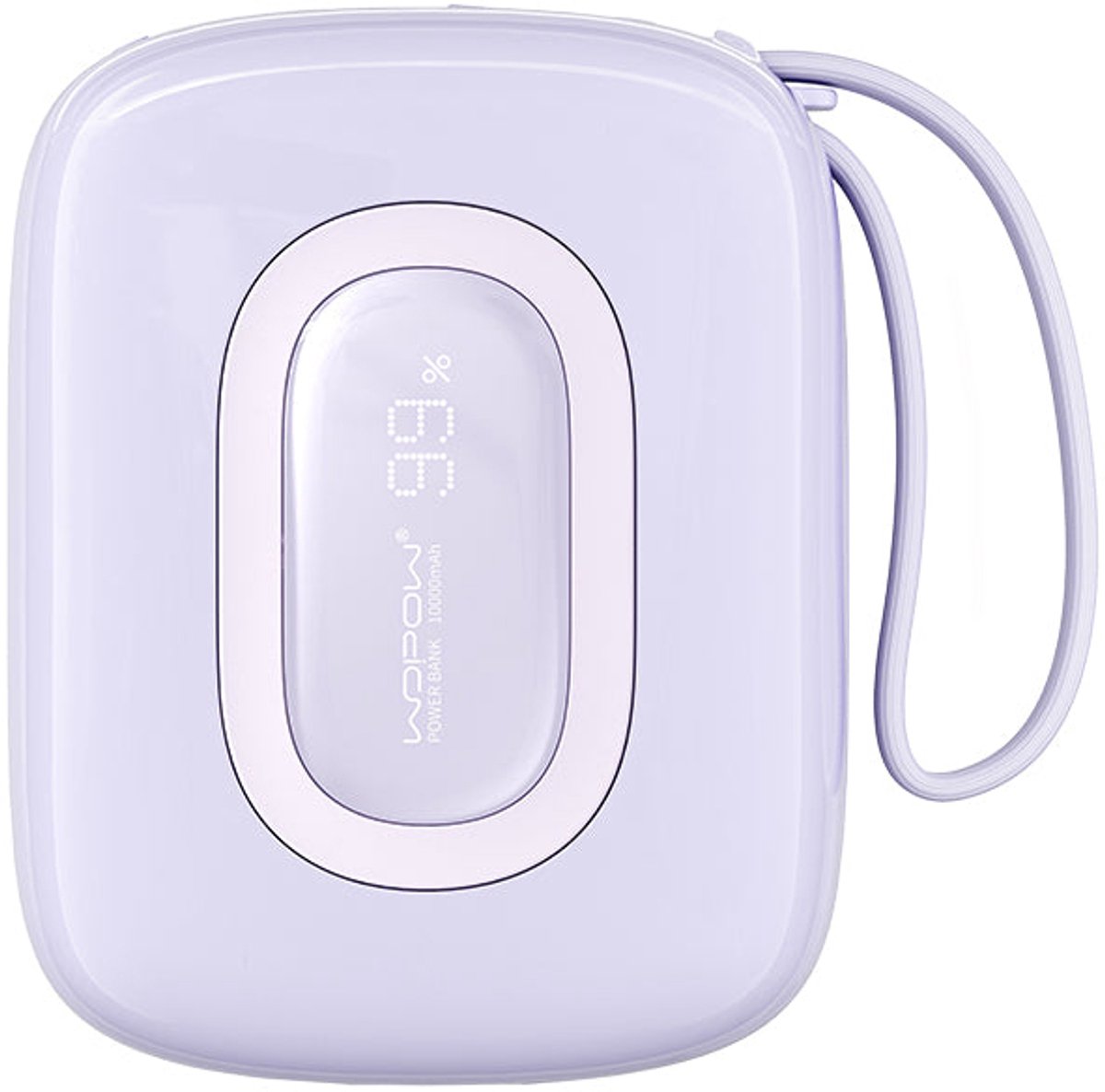 Wopow Powerbank met ingebouwde USB-C & Lightning Kabels, SQ63, 10.000mah, 22.5W, Paars, 6933185735716