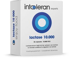 Intoleran Lactase 10.000 Spijsverteringsenzymen - 36 Capsules | Lactase enzym voor hulp bij Lactose vertering en Lactose-intolerantie | Directe werking | Hoog gedoseerd | Vegan Voedingssupplement