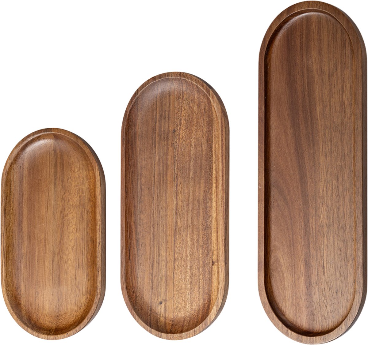 House of Husk Acacia Serveerplank Set - Serveerschalen - Serveerborden - Tapasborden - Snackbord - Acacia Hout - Set van 3