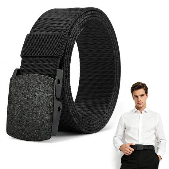 Unisex elastische riem – Outdoorriem voor heren – Nylon webbing – Canvas riem – Stoffen riem – Kunststof gesp – 125 cm
