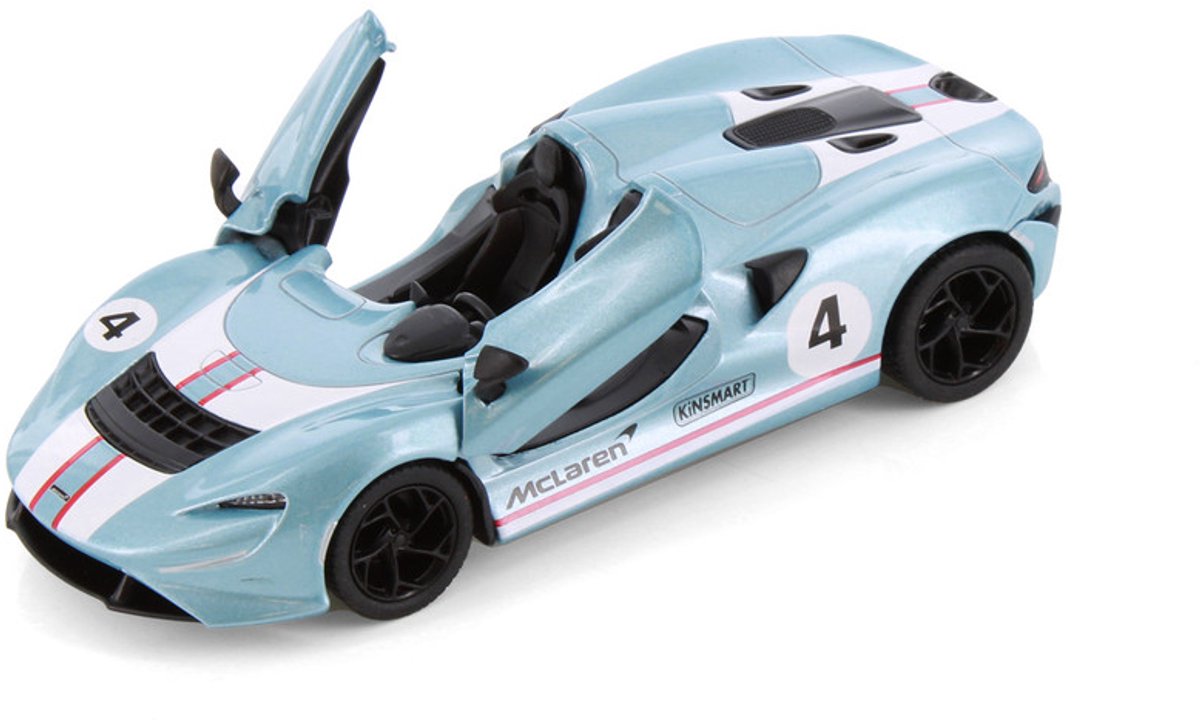 McLaren Elva 12.7 cm Convertible Livery Edition, Pull-back motor Blauw- Kinsmart - modelauto op schaal 1/36 model auto - schaalmodel