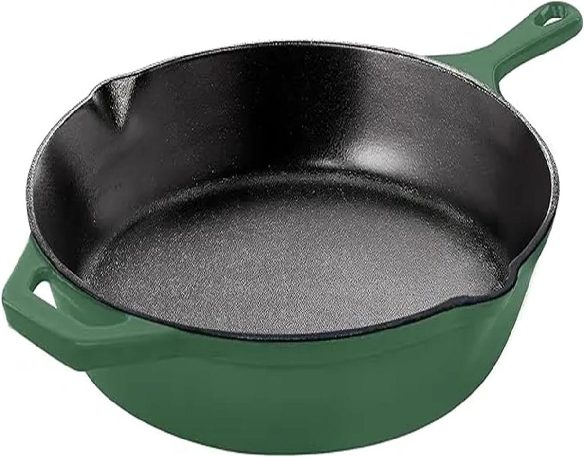 Gietijzeren Koekenpan Chefspannen Kookgerei Binnen Buiten Koken Vooraf Ingebrand 650 Gram Groen