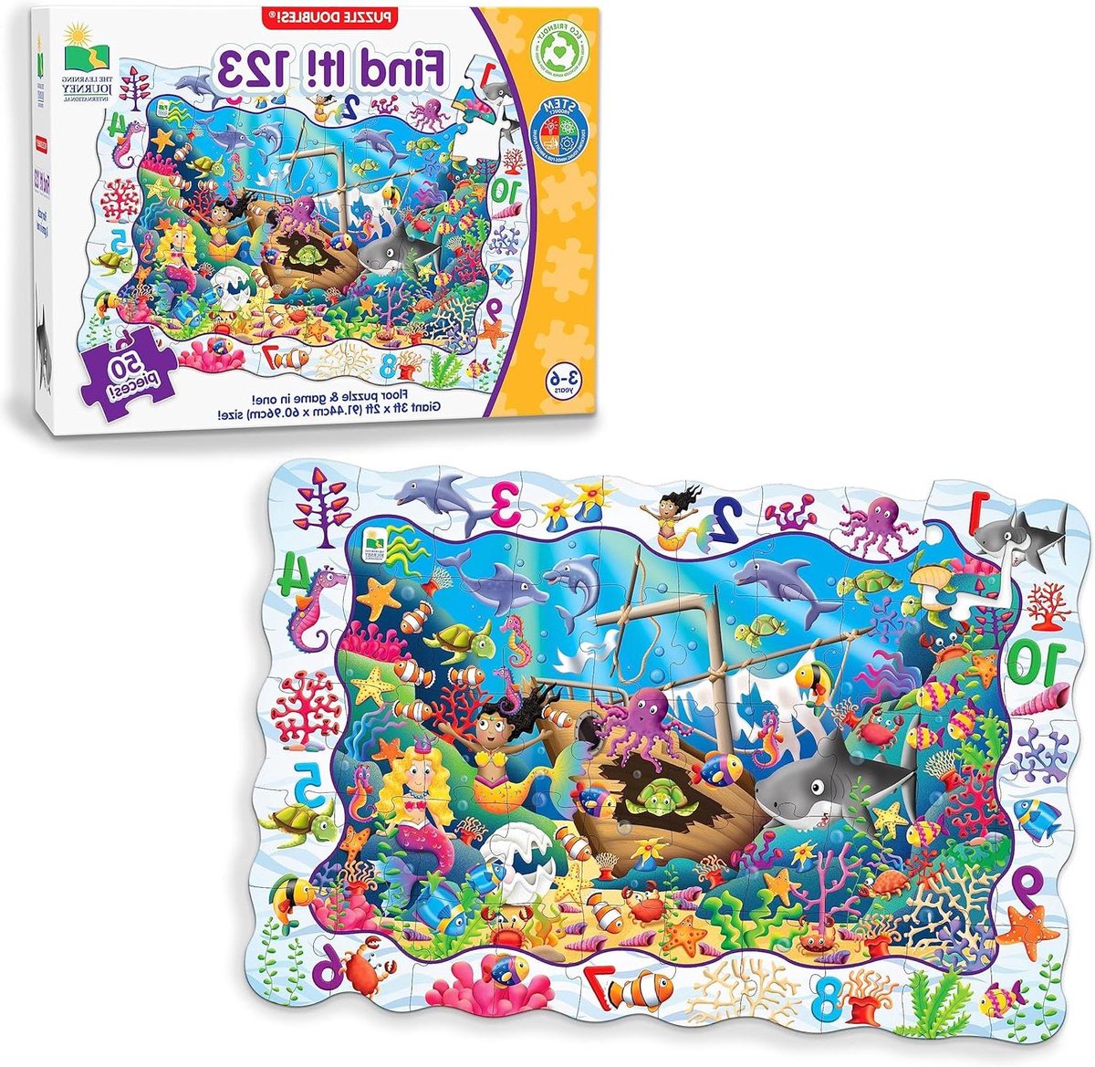 Leer Puzzel - Educatieve Puzzel - Leren Tellen - Vind het Spel - 50 stukjes - Multicolor